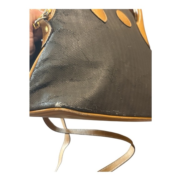 Fendi Vintage Pequín Striped Canvas & Leather Dome Satchel Crossbody Bag - Picture 3 of 14